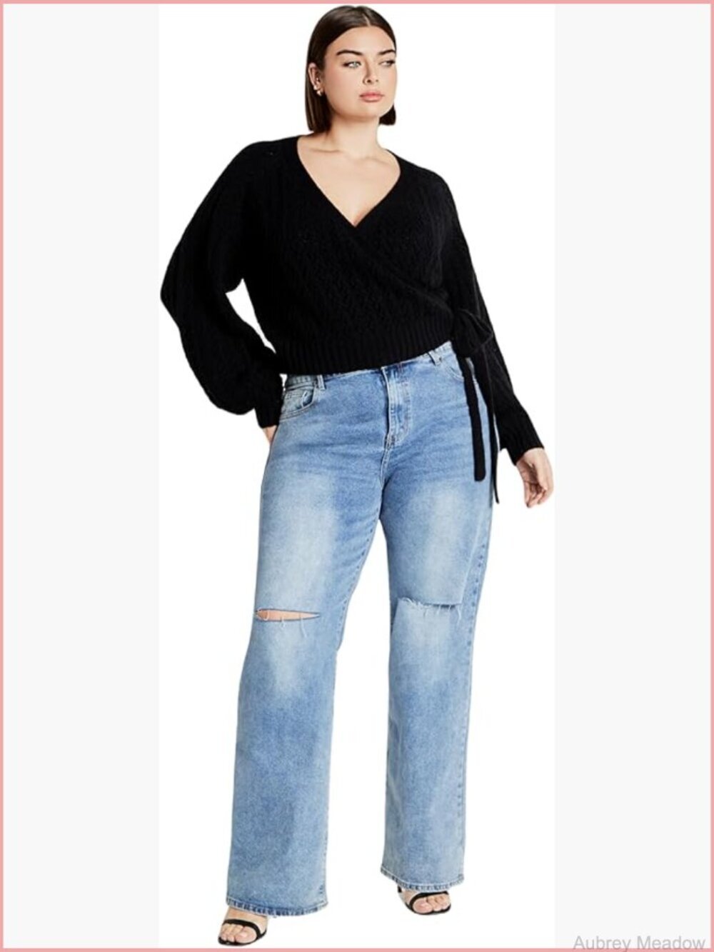 Plus Size Cropped Knit Cardigan with Balloon Sleeves